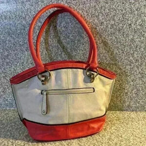 Tignanello pink and white satchel bag